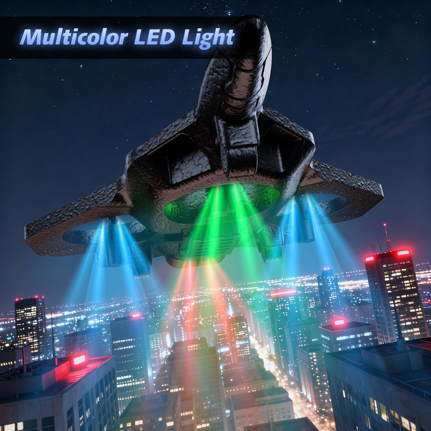 FUNPX Foam RC Airplane with Cool Led Light, 360° Flip and Headless Mode, Remote Control Airplane RC Plane for Kids Adults Aged 6+, RC Flying Toy for Kids, Birthday Gift - Black Blue
