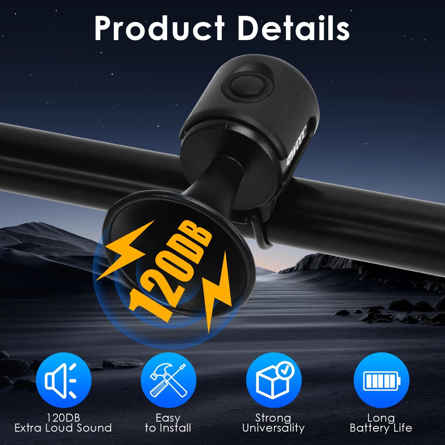 Scooter Horn,120DB Loud Scooter Horn Powered by 3V Celll Battery, Applies to 22.2-32mm Handlebars, Suitable for Scooters and Bikes, Bike Horn for Adults, Scooter Bell, Electric Scooter Accessories