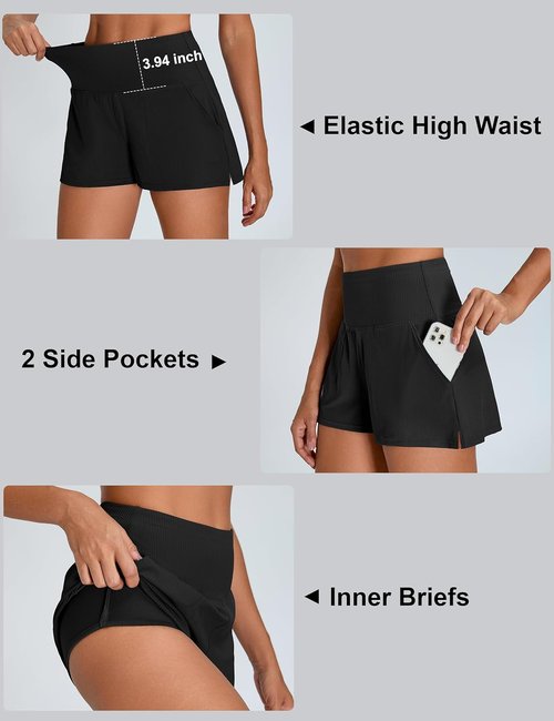 BMJL Women's Athletic Shorts - High Waisted Quick Dry Running Shorts with Pockets | Sporty Gym Wear