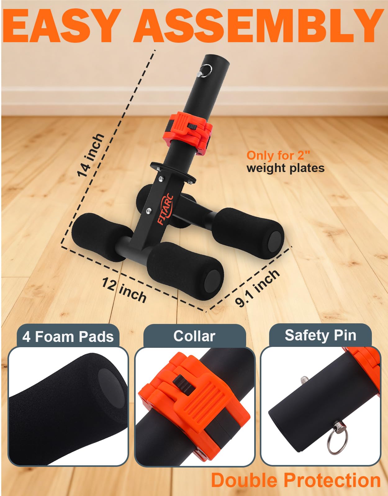 Fitarc Tib Bar, Tibialis Trainer, Tibia Dorsi Calf Raise Machine, Knees Over Toes Equipment for Strengthening Calves/Shins/Ankles, Black, Fits 2" Weight Plates