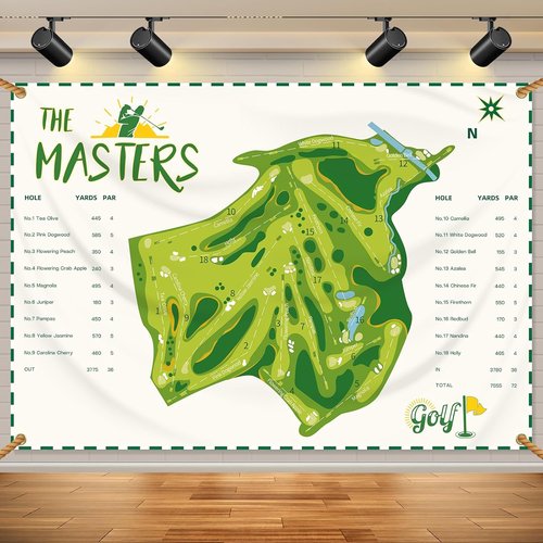 Masters Golf Party Decorations - 7 X 5 Ft Flag Backdrop with 4 Brass Grommets | Indoor & Outdoor Decor