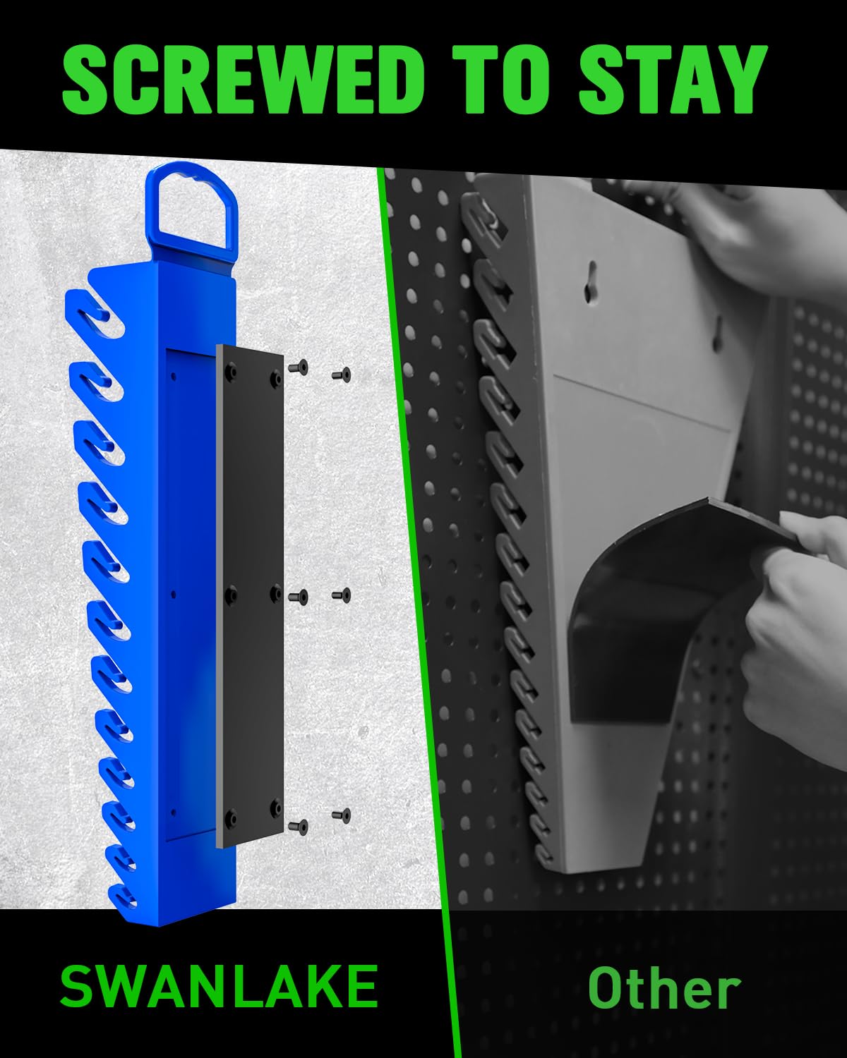 SWANLAKE 2-Piece Magnetic Wrench Organizer Toolbox Holder, SAE (1/4'' to 15/16''), Metric (6mm to 24mm) Ratchet Wrench Organizers, Total Hold 24 Slots Wrenches Holder for Tool Box