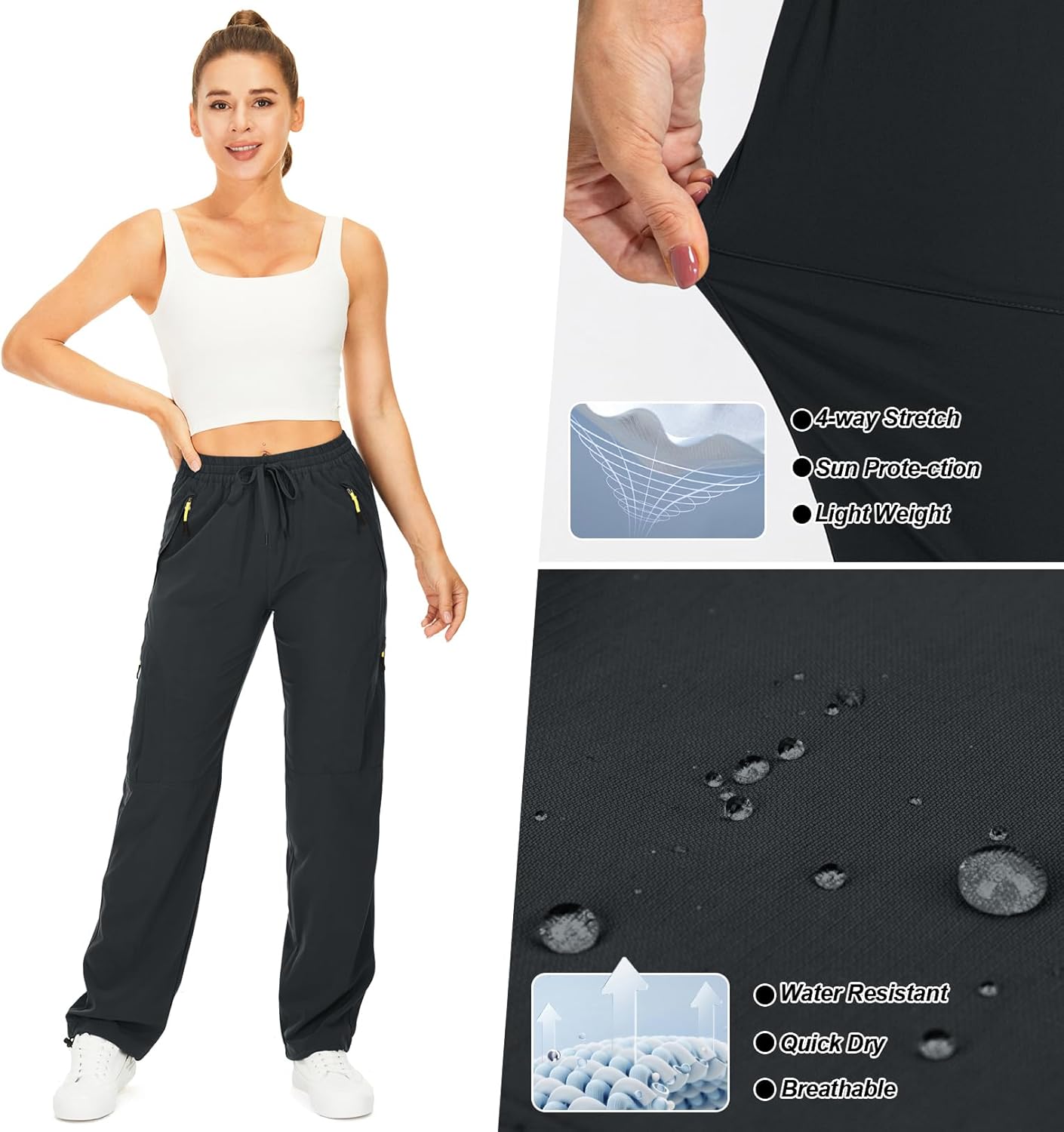Skiennix Women's Hiking Pants - Quick Dry, UPF 50 Protection, Lightweight Cargo with Zipper Pockets