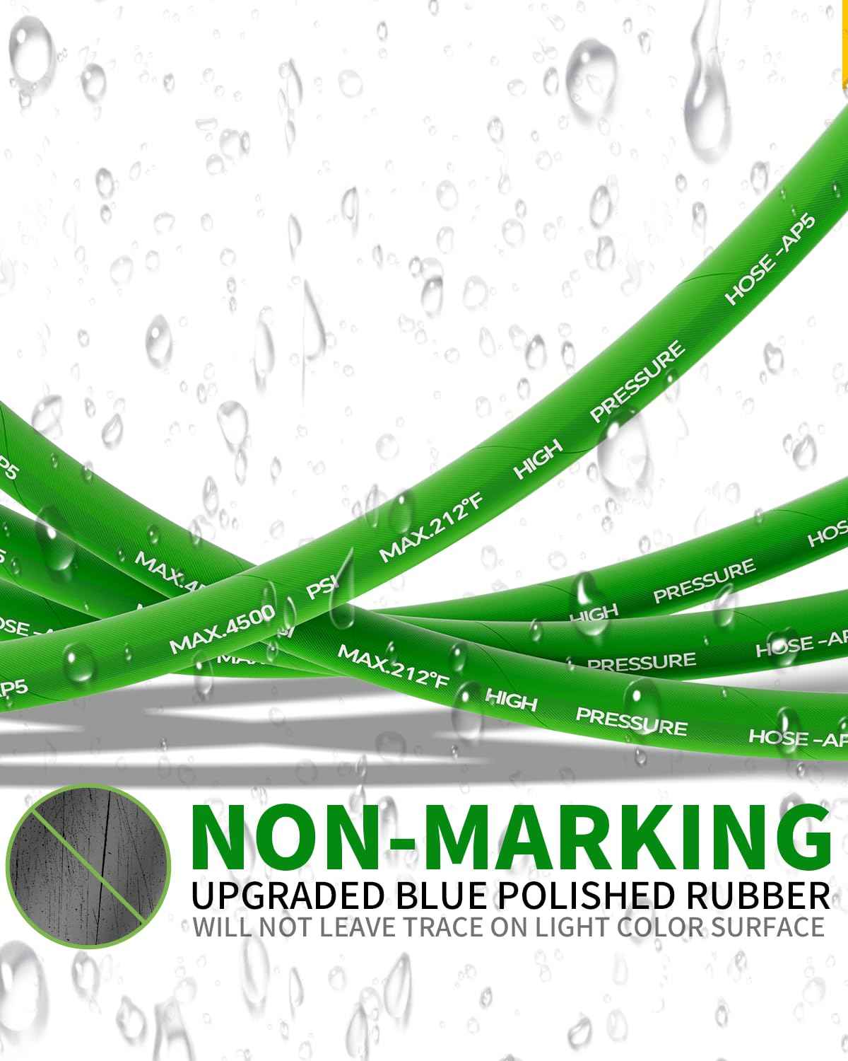 TechSweepPro Pressure Washer Hose 75FT 3/8" for Cold and Hot Water 212°F, with Swivel Quick Connect, 4500PSI Kink Resistant Grade Steel Wire Braided, Power Washer Hose With 2pcs M22-14mm Adapter