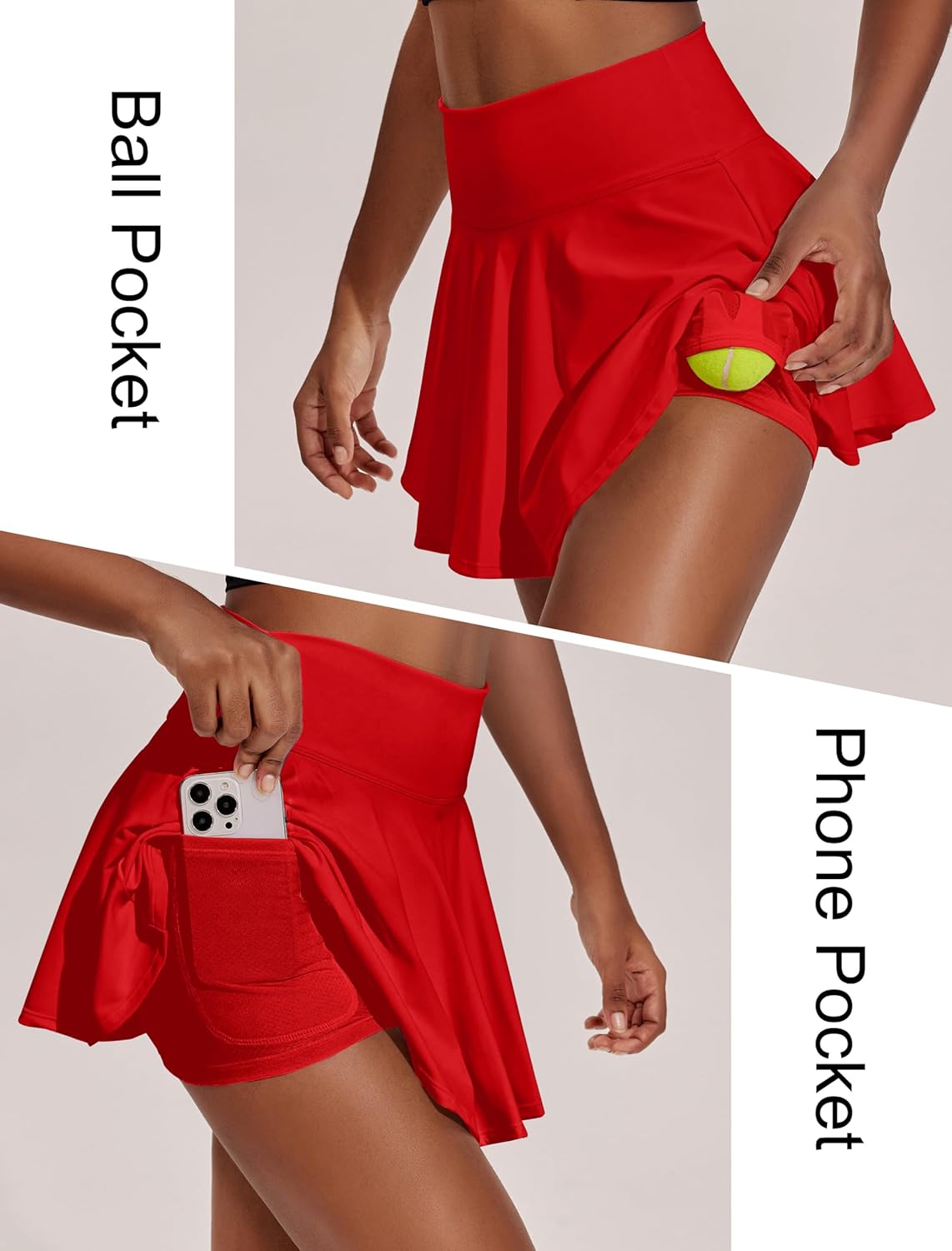 PINSPARK Women's Tennis Skirt - Pleated Athletic Skort with Pockets | High Waisted for Golf & Pickleball