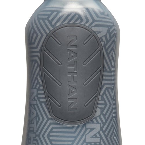 Nathan SpeedDraw 2 Insulated Handheld Running Water Bottle Flask 18oz – Double-Wall Insulation, Ergonomic Grip, Blast Valve Cap, Phone & Key Storage Pockets, Reflective Design