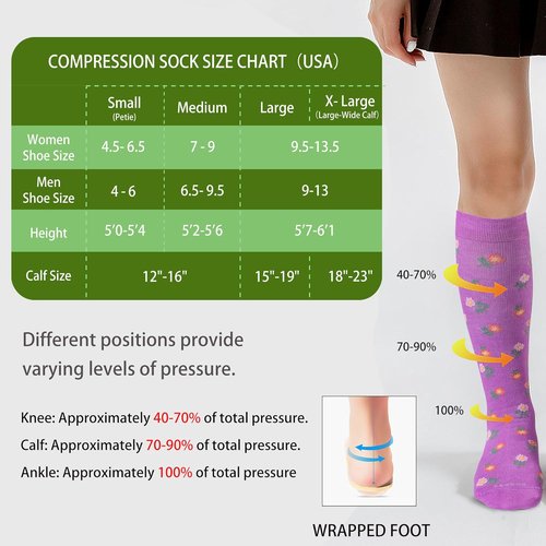 LEVSOX Bamboo Compression Socks - 20-30 mmHg Knee High Support for Pregnant Women | Cute Design