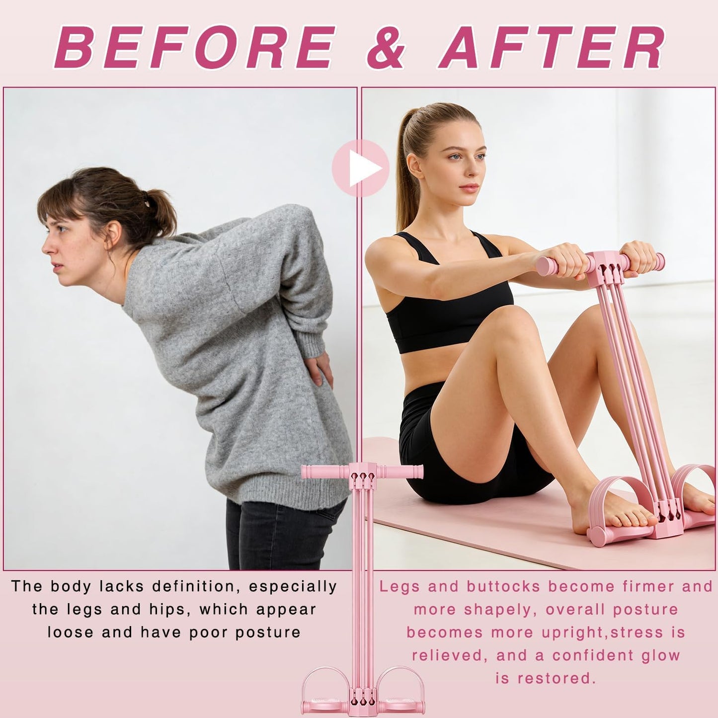 Pedal Resistance Bands - Skiennix 6-Tube Natural Rubber for Full-Body Stretching & Workout