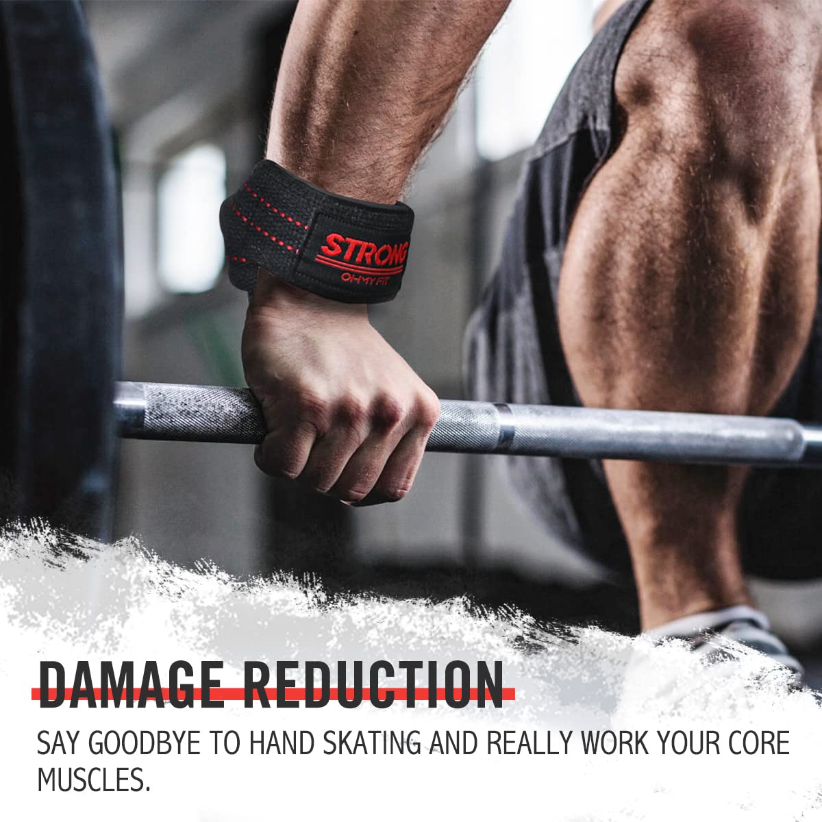 OHMY FIT 24" Padded Cotton Power Grip Straps - Versatile Gym Lifting Straps for Weightlifting, Deadlifting & Strength Training - Durable Wrist Lifting Straps for Men & Women - Gym Workout Grip Straps