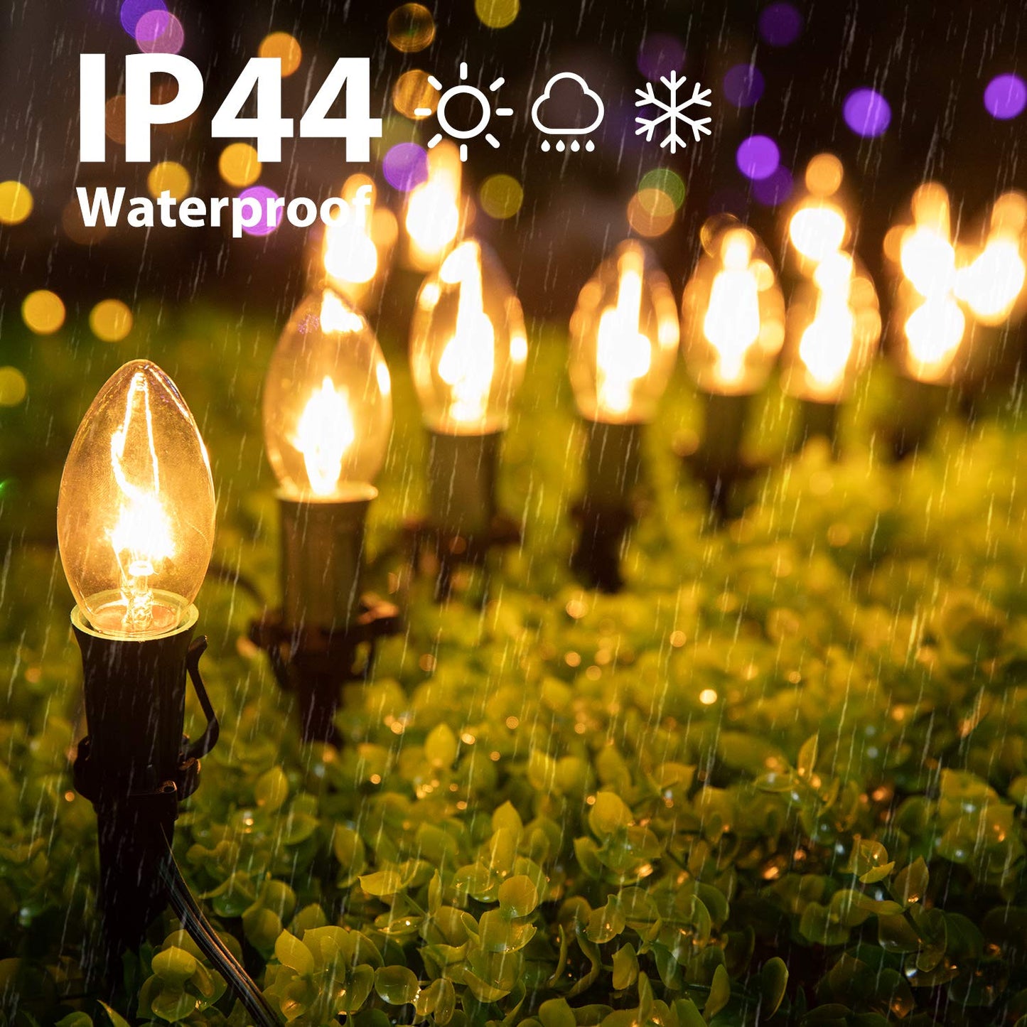 Brightown 4 Pack C9 Christmas Pathway Lights Outdoor - Total 102.8 FT C9 Walkway Lights with 80 Clear Bulbs, Connectable Christmas Light Outdoor Decoration for Lawn Holiday, Warm White