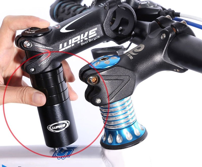 Bike Stem Riser Wake Bike Fork Stem Extender Bicycle Handlebar Raiser Head Up Adapter Suitable for Mountain Bike, Road Bike, MTB, BMX, Fixie (Aluminium Alloy, Adjustable, Black)