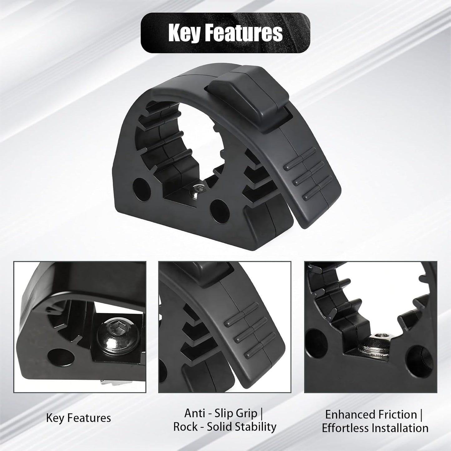 MusixiA Truck Shovel Holder - Quick Release Rubber Clamp Grip Mount Kit | Fits 1"-1.5" Roof Racks, 2 Pcs