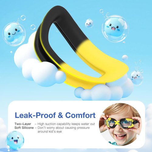 Braylin Kids Swim Goggles - 2-Pack Adjustable Swimming Goggles for Boys and Girls