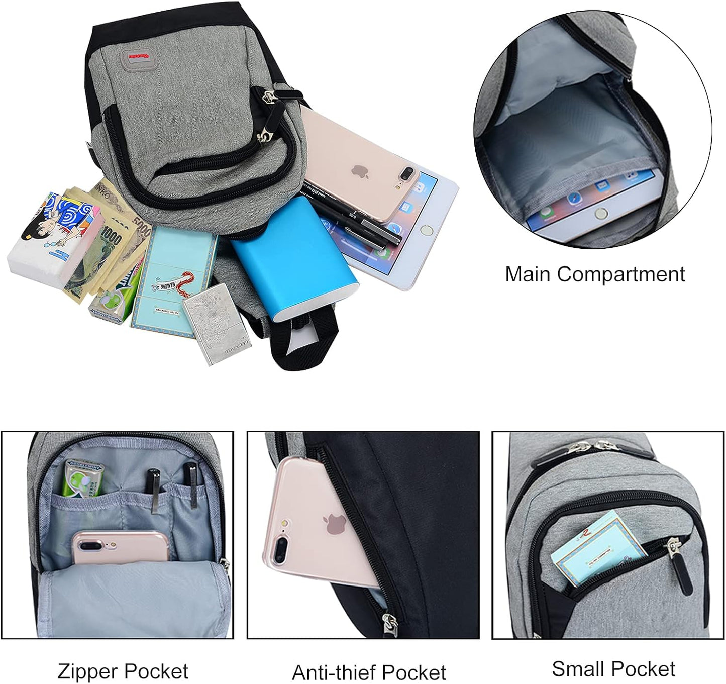 Peicees Small Sling Bag - Convertible Crossbody Backpack for Men & Women | Ideal for Hiking & Day Trips