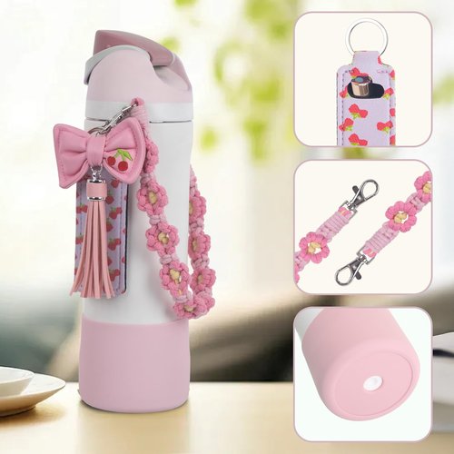 foci cozi Used for Owala Water Bottle Accessories 16oz 24oz 32oz,Compatible with Owala Water Bottle Handle Strap Charms Silicone Boots (Pink, 32oz)