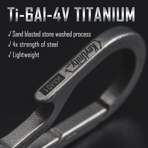 KeyUnity KM01 Titanium EDC Keychain Clip with Bottle Opener, Quick Release Carabiner Key Ring Holder for Men (KM01 (Sandblasted))