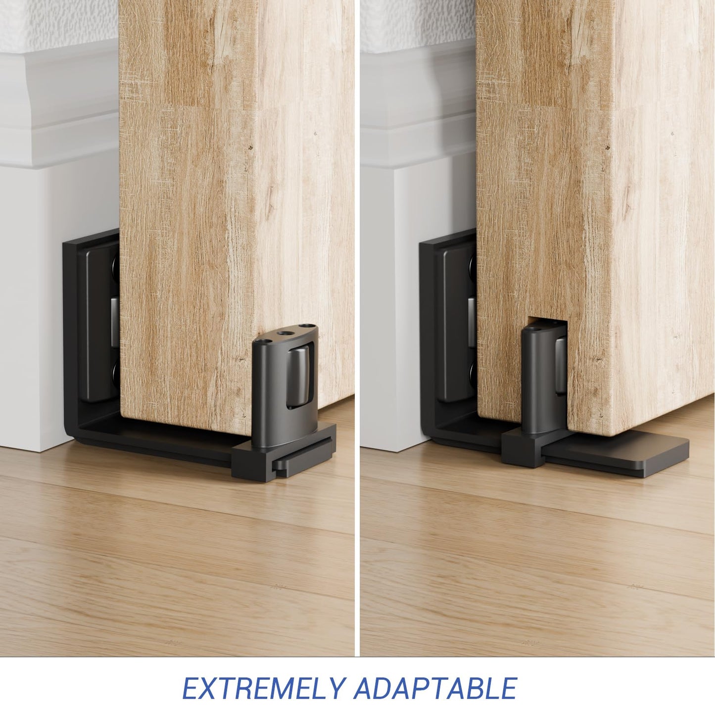 FLYVLIEG Sliding Barn Door Bottom Floor Guide,Adjustable U-Shaped Flat Bottom Design,Smoothly and Quietly,Easy to Install,Wall Mounted,Black, 1 Pcs