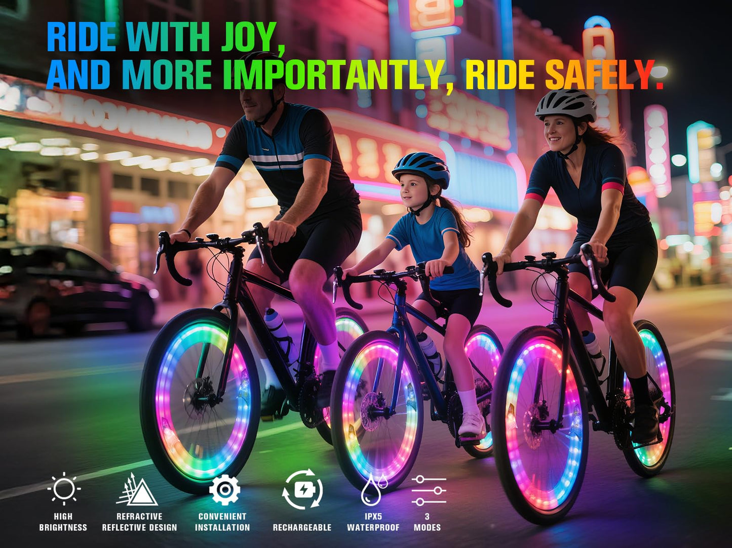 REOWONU 2-Tire Pack Bike Spoke Lights for Bike Wheels Lights Rechargeable(Batteries Included), Bicycle Wheel Light for Night Riding, 360 Visibility, Vibration Sensing, Ultra Bright (Bike Spoke Light)