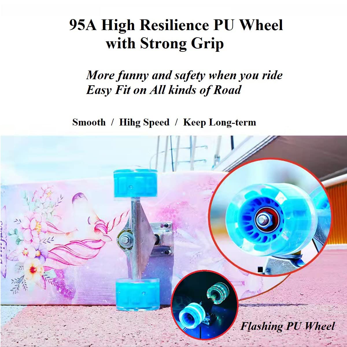 Skateboards for Beginners Kids Boys Girls and Adults,31''x8'', 7-Layer Maple, Double Kick Concave, Fascinating Cool, Solid&Durable