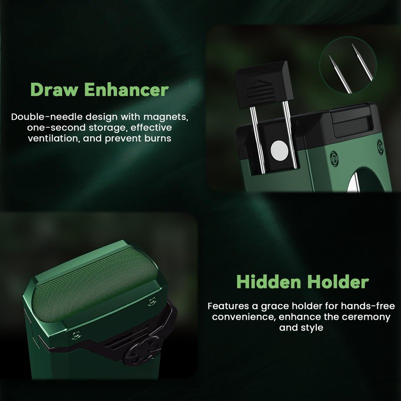 5-in-1 Torch Lighter, 4 Jet Windproof Flame with Built-in Cutter, Holder, Punch, Draw Enhancer Tool, Refillable Butane Torch Lighters, Multi-Functional Accessories, Gifts for Men, Lighters for Candle