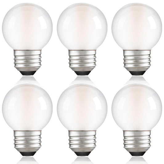 PADMO LUDAZ Dimmable E26 G16.5 LED Light Bulb 40W Equal 4W Frosted Globe Light Bulbs,Small Round Light Bulbs Type G Light Bulb for Chandelier,Pendant,Vanity,Warm White 2700K 400LM,Pack of 6