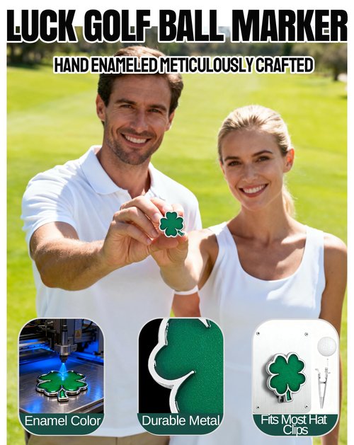 BSTWARM 50 Pcs Golf Ball Markers - Four Leaf Clover, Cute Funny Novelty Golf Markers, Golf Accessories Gifts Ball Position Marking Disc for Men Weman Golfers
