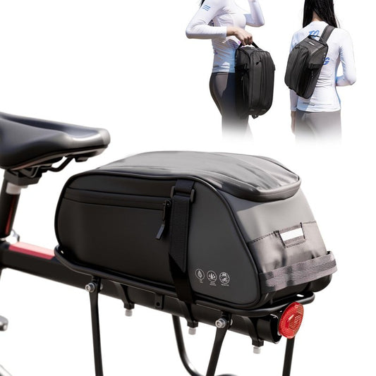 OFFBONDAGE Bike Rack Bag, Reflective Waterproof Bike Bags for Bicycles Rear Rack, 8L Bike Trunk Bag with Multi-Pocket, Bike Backpack with Shoulder Strap for Outdoor Cycling, Commuting