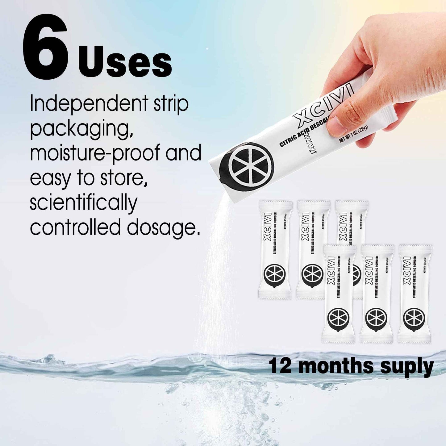 xcivi Household Ice Maker Descaling Powder Compatible with GE Profile Opal Ice Maker, Ice Machine Cleaner Maker Descaler, Helps Remove Hard Water and Mineral Buildup, Individually Packed (12)