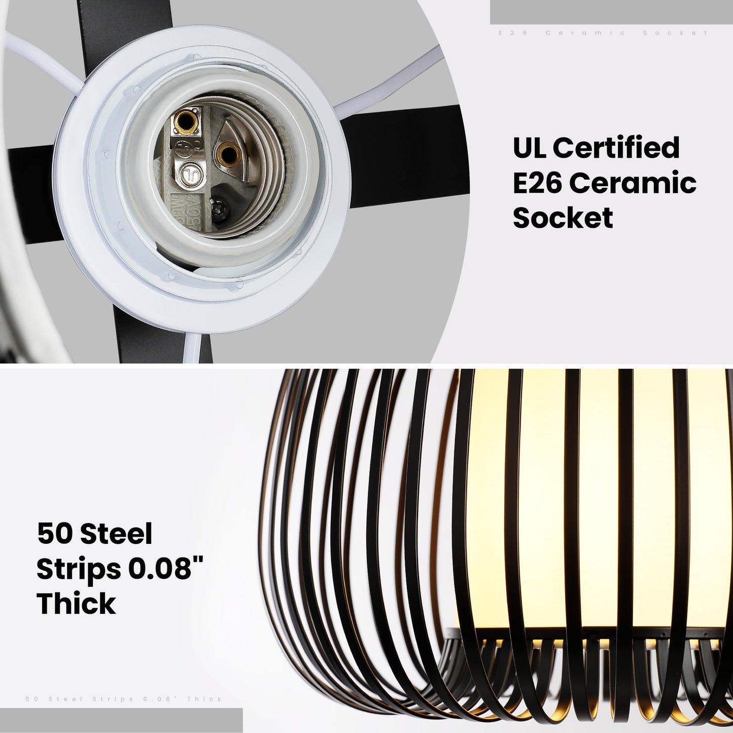 Black Chandeliers Ceiling Light Fixture, 13.7" Modern Chandelier Drum Metal Frame Pendant Light, Adjustable Hanging Chandelier for Over Table Dining Room Entryway Kitchen Island Living Room(1 Pack)