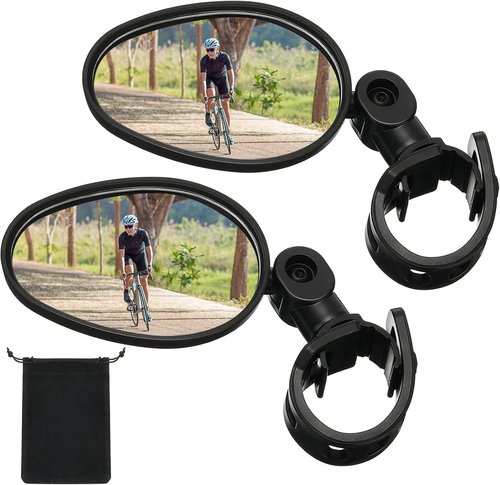 Hestya 2 Pcs Bike Mirrors - 360° Adjustable Rotatable Handlebar Mirrors for Safe Cycling | Shockproof Acrylic