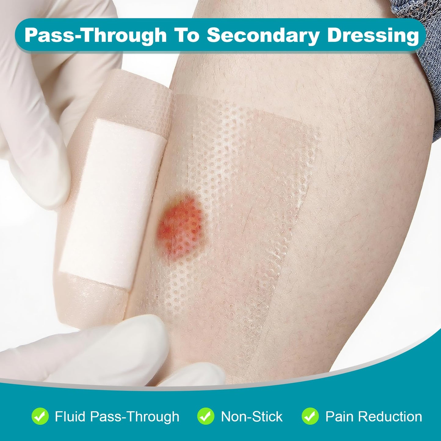 Dimora Wound Contact Layer, Silicone Non-adhering Wound Dressing, Transparent Pads Bandages Sheets for a Wide Range of Exuding Wounds, 2in x 3in (5cm x 7.5cm), 10 pcs