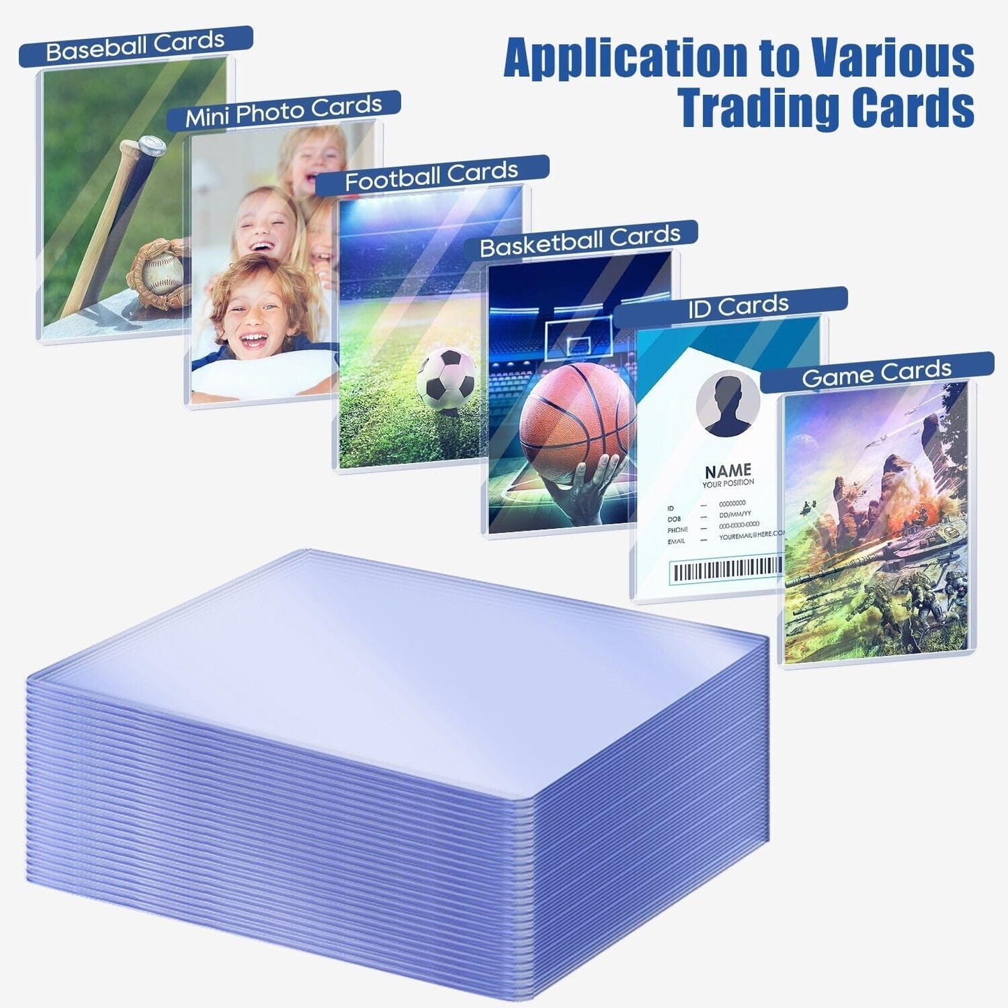 Skiennix 200 Pack Top Loaders for Trading Cards - 35pt Premium Hard Plastic Protectors | Includes 100 Sleeves