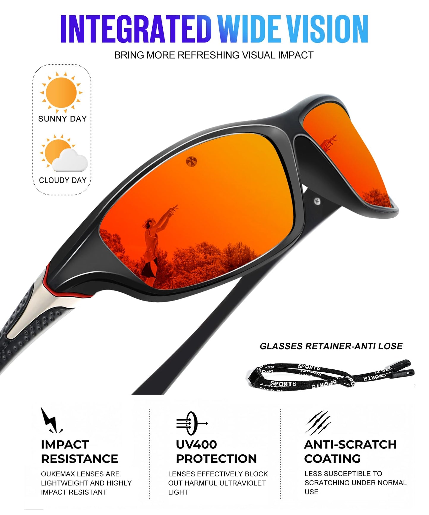 OUKEMAX Polarized Sunglasses-Men Sports Sunglass: Mens Sunglasses Polarized Running Sun Glasses Driving Fishing 3 Packs