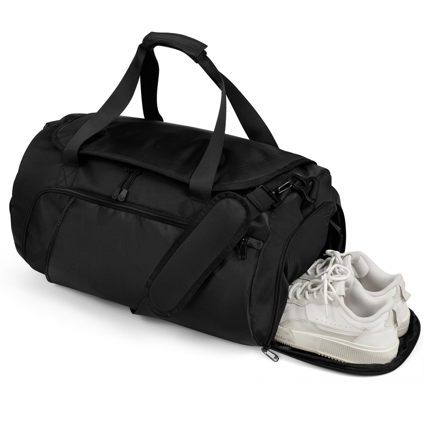 FINYIOE Gym Bag for Men Women With Shoe Compartment & Wet PocketWater Resistant Sports Gym Bag 、shoulder bag、messenger bag Carry On Duffel Bag forWeekend Overnight Traveling (black)