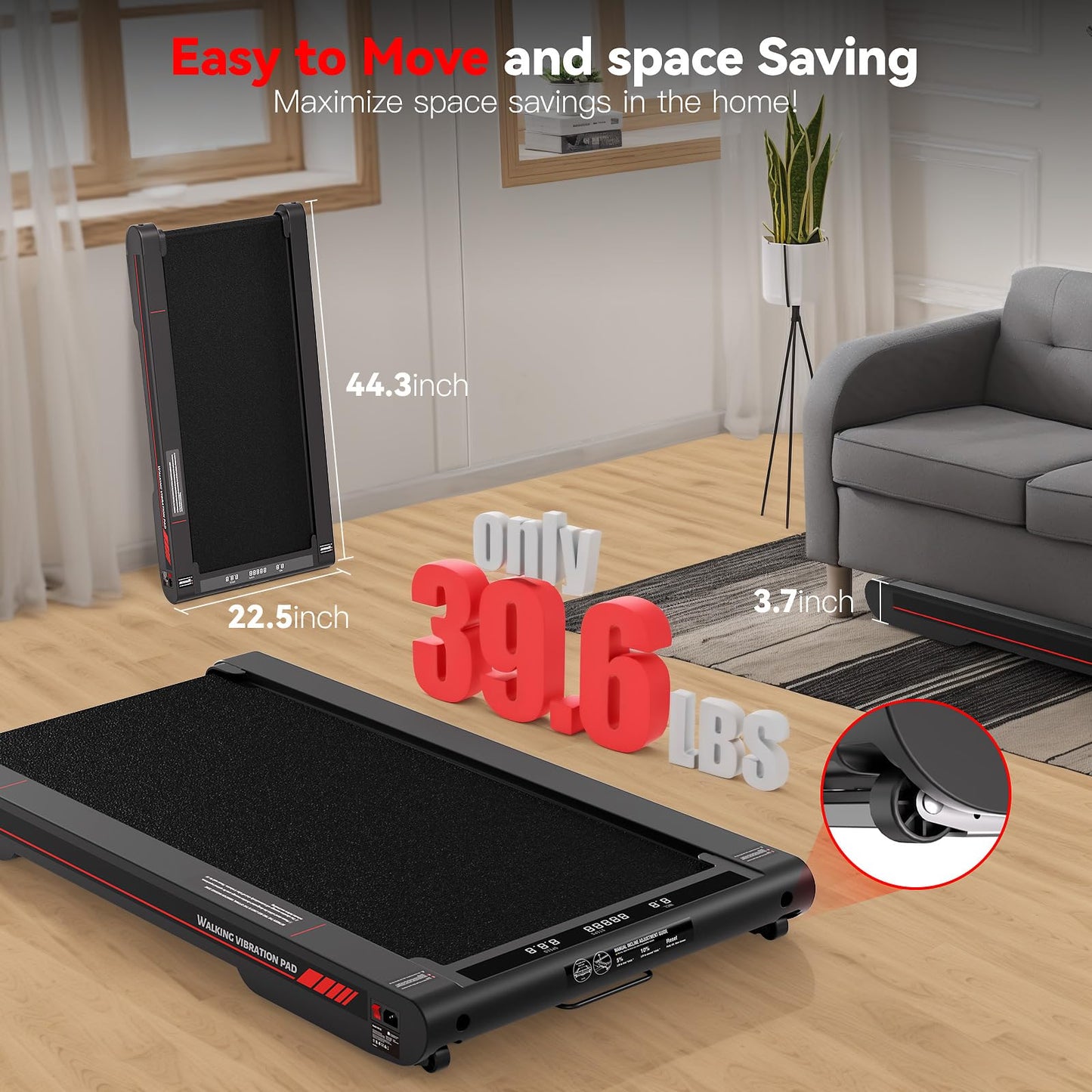 Sperax Walking Vibration Pad with Manual Incline,4-in-1 Under Desk Treadmill with APP Vibration Machine, Suitable for Home and Office use
