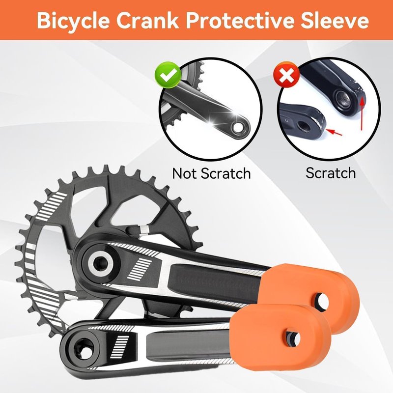2PCS Bike Crank Cover Protector, Silicone Mountain Bicycle Crank Boot Arm Sleeve Cover Protective Gear Cranks Boot Case Protectors for Bicycle Cranks Protector Bike Crank Arm Boots(Orange)
