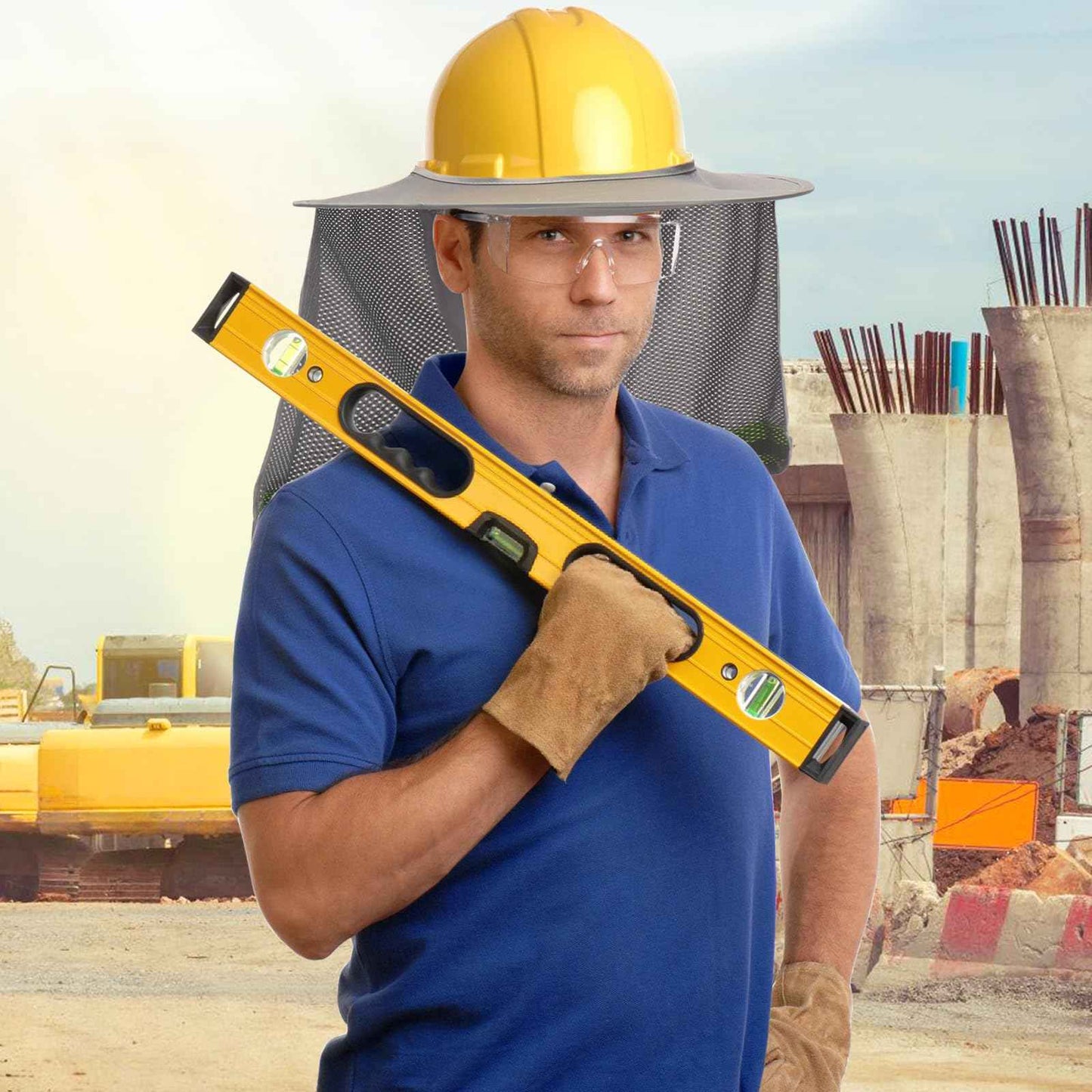 Ultrafun 4 Pcs Hard Hat Sun Shade Full Brim Mesh Balaclava Neck Sun Protection with Reflective Strip(Not Include Hard Hat) (US, Alpha, One Size, 2 Pack-Grey)