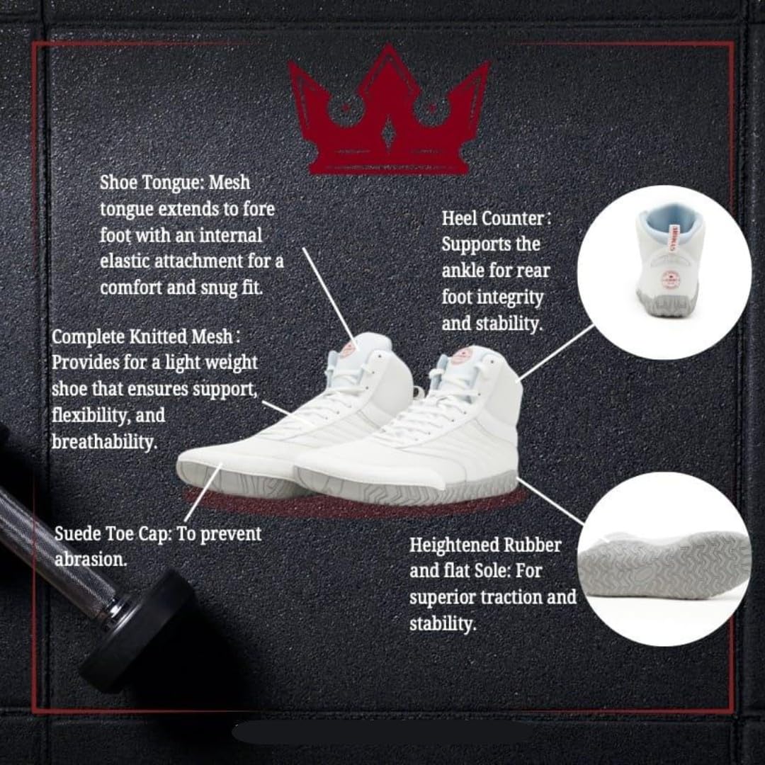 Gymshu Wrestling & MMA Training Shoe Zero Drop | High-Top Ankle Support | Grappling, Crossfit, Strength Training White
