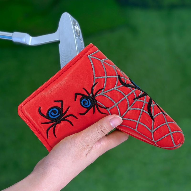 Spiders Golf Blade Putter Cover Golf Putter Headcover Synthetic Leather Closure for Scotty Cameron Odyssey Blade Taylormade Ping. (Red)