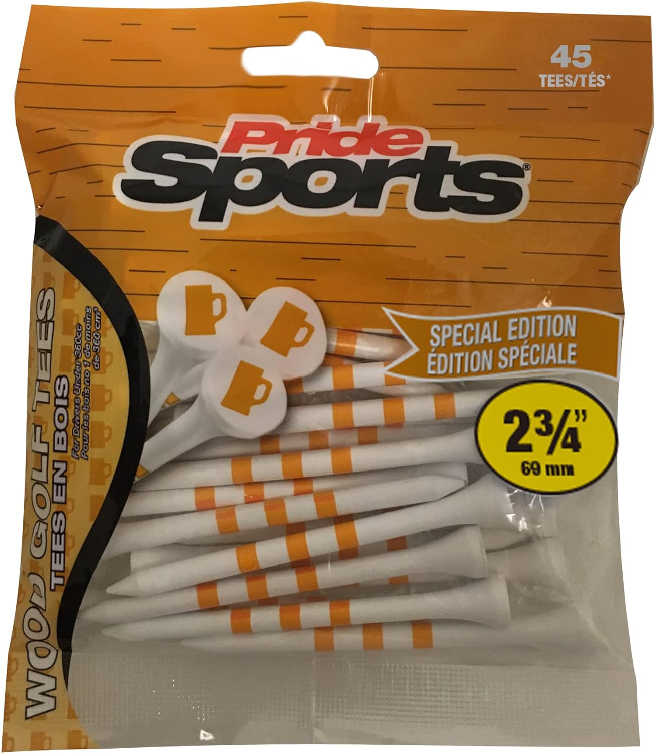 PrideSports Beer Mug Tees - Durable 2-3/4" Size | Classic White Design for Golf Enthusiasts