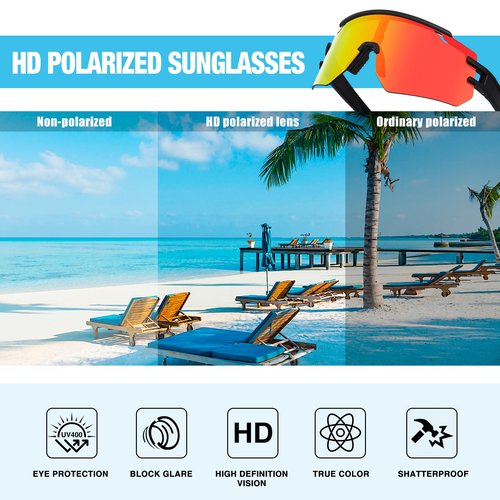 VEWOE Cycling Sunglasses Polarized Baseball Glasses for Men Women, UV400 Sports Sunglasses Softball Running Biking MTB