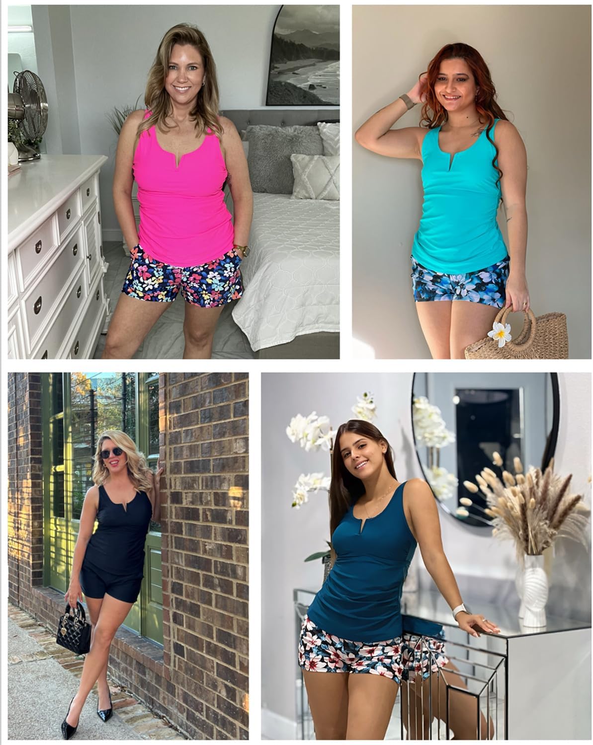 Regine Switzerland Tankini Two Piece Swimsuit - Tummy Control with Pockets & V-Wire Boy Shorts
