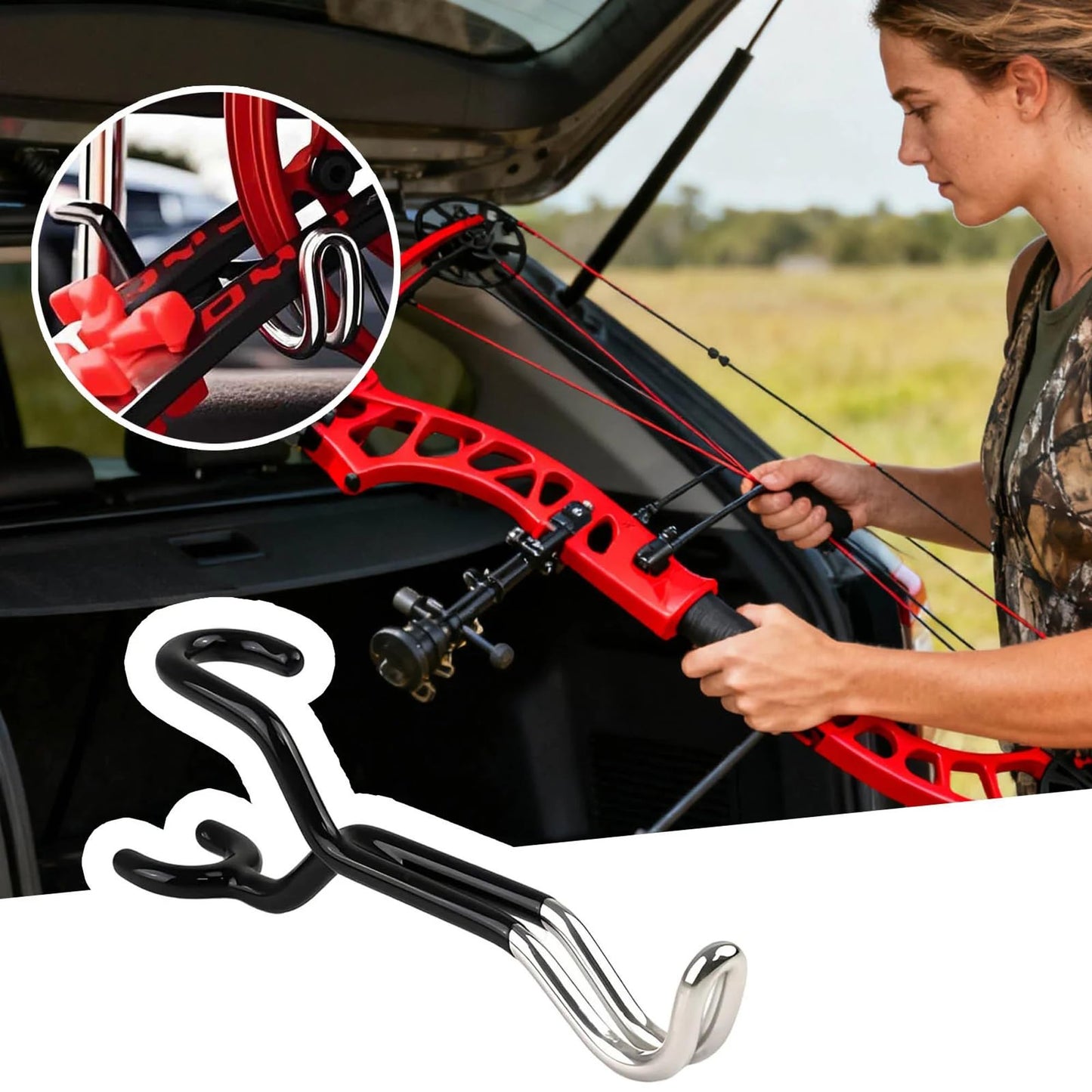 WYCBHZGA New Composite Bow Mount for Vehicles, Fits Trucks, SUVs & Sedans, Ideal for in-Car Storage and Hunting Transport, Tool-Free Quick Installation