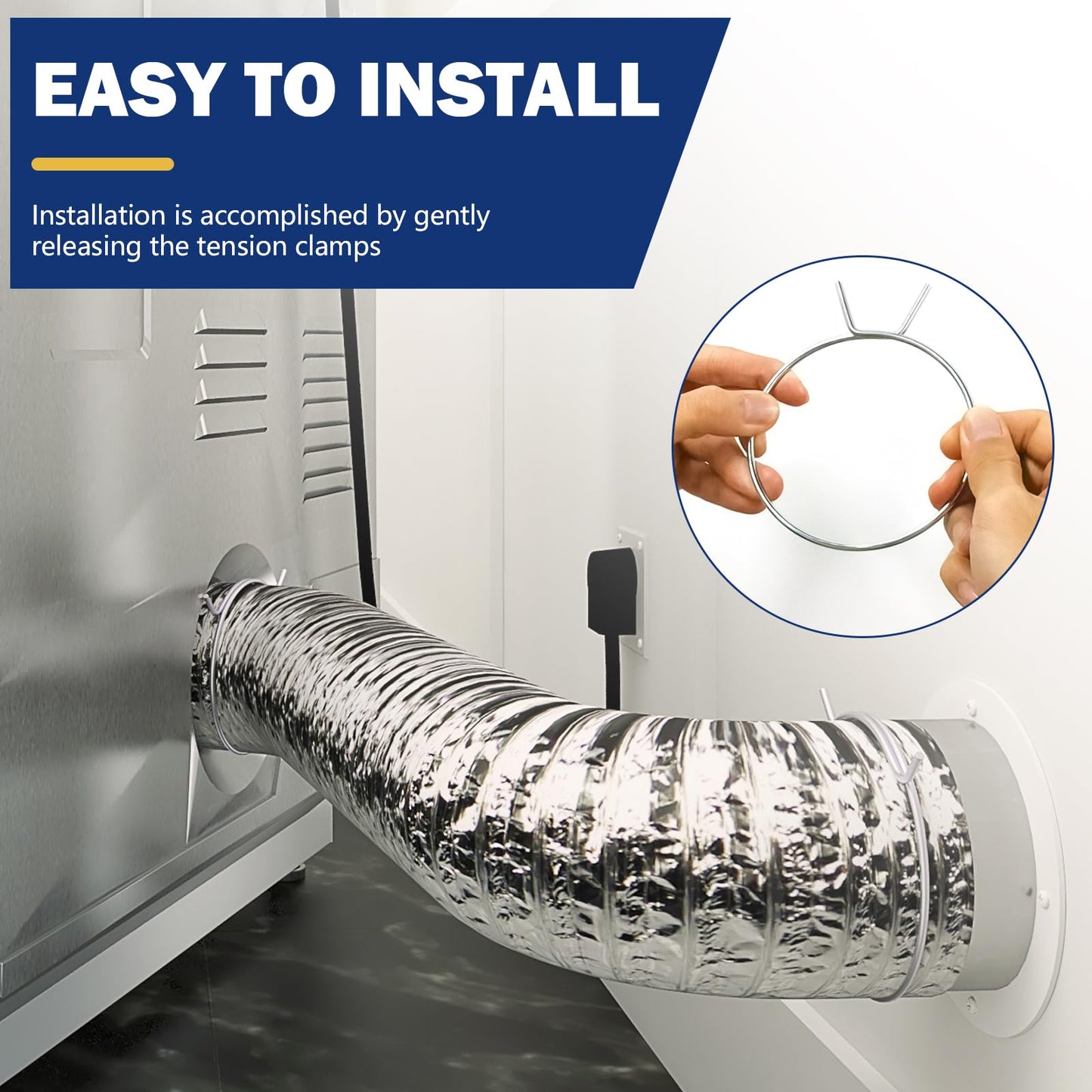 Dryer Vent Tube Tension Clamp 4 Inch, Dryer Tube Clamps Connect with 4 In Dryers Vent Hose, 4 Inch Diameter Quick Release Hose Duct Clip, 10 Pcs