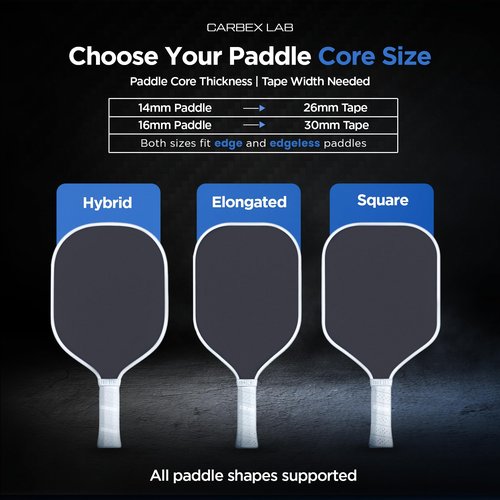 Carbex Lab Pickleball Edge Guard Tape – Carbon Blue – 30mm Width for 16mm Paddle – 4-Pack PU Protection Strips – Wrinkle-Free Edge Guard, Durable Wrap, Court-Safe Accessory