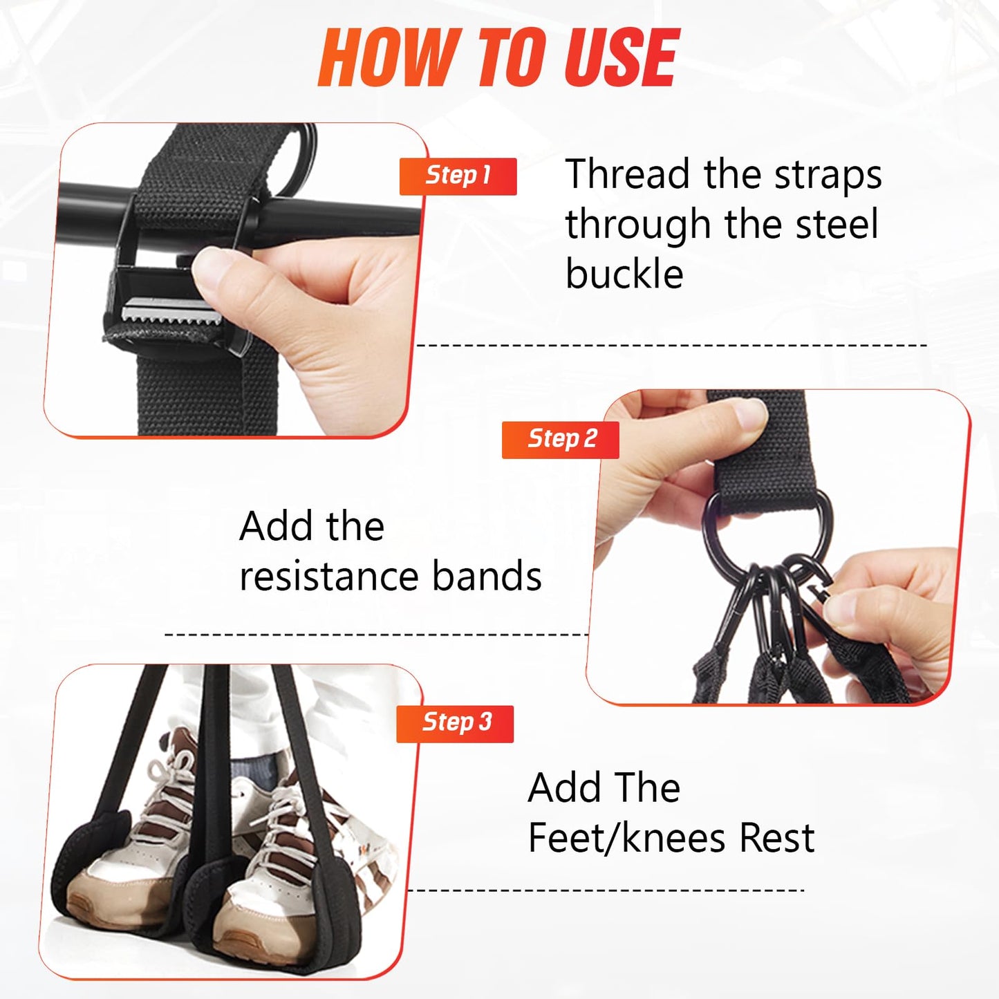 Pull Up Assistance Bands, Heavy Duty Adjustable Resistance Bands for Pull Up Bar with Comfortable Fabric Foot Rest, Pull Up Assist Bands for Strength Training & Home Fitness