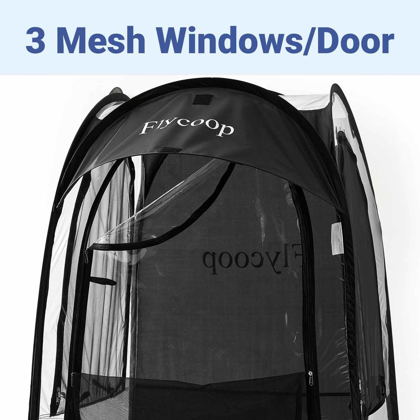 Sports Tent Pop Up Shelter: Flycoop 37" L x 37" W x 63" H Weather Sports Pod for 1 Person Shelter in Winter Portable Camping Tents Outdoor Cold Weather Screen Bubble House Pod Shade Tent (Black)