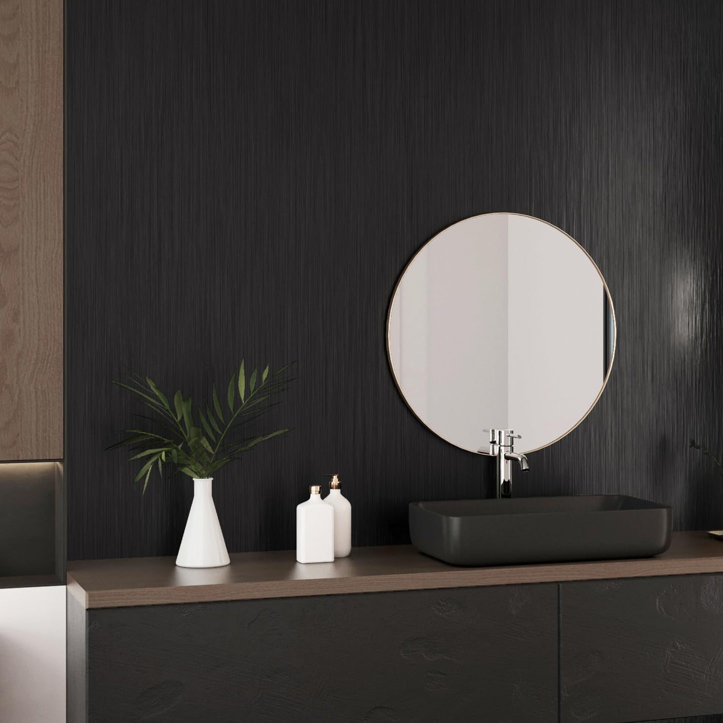 Black Stainless Steel Wallpaper Peel and Stick Backsplash Refrigerator Wrap Metallic Black Contact Paper for Cabinets Countertops Modern Furniture Upgrade Brushed Wallpaper Removable Film 15.75"×78"