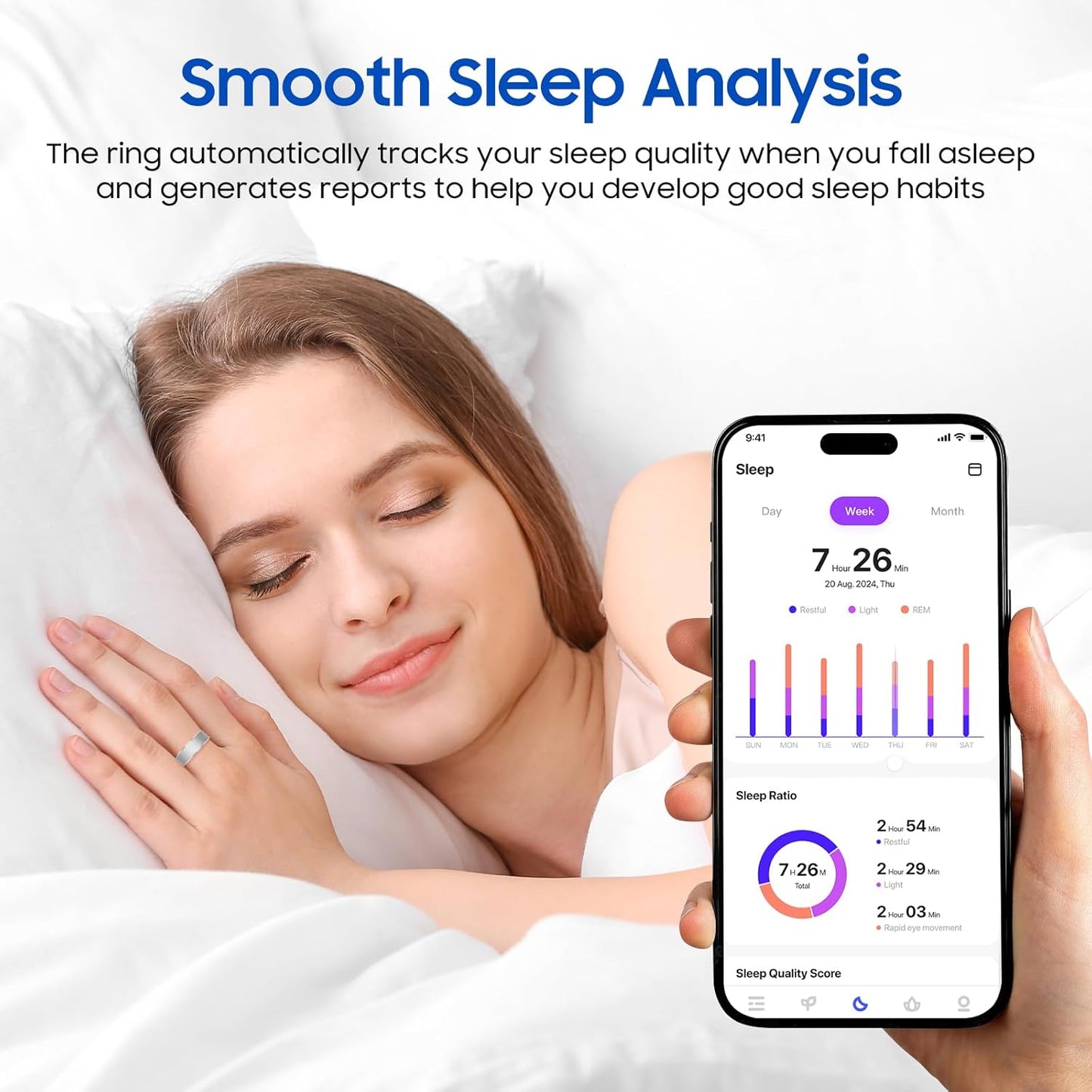 Smart Health Ring - Waterproof Fitness Tracker with Stress & Sleep Monitoring | Compatible with iOS & Android (Rose Gold, Size 10)