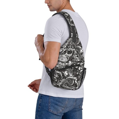 Wizfuyq Automobile Car Parts Sling Backpack For Men Women Hiking Daypack Crossbody Shoulder Bag Travel Chest Pack